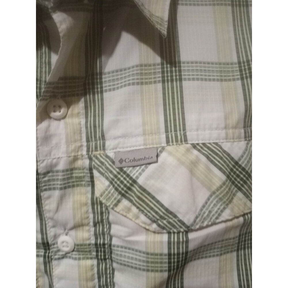 Columbia PFG Omni Shade Long Sleeve Shirt Mens 2XL Green White Plaid Casual - Picture 2 of 12